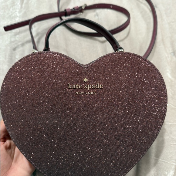 kate spade Handbags - Kate Spade Heart-Shaped Glitter Bag - Maroon
